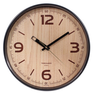Часы круглые Troyka, d=30,5 см, коричневые, пластиковые, минеральное стекло