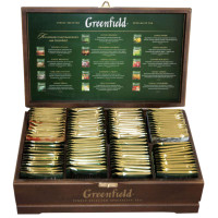Подарочный набор чая Greenfield, 8 вкусов, 96 пакетиков, деревянная шкатулка