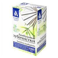 Зубочистки бамбуковые Белый Аист, в индивидуальной бумажной упаковке, 1000 шт/упак