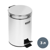 Ведро-контейнер для мусора OfficeClean Professional, 3 л, нержавеющая сталь, хром