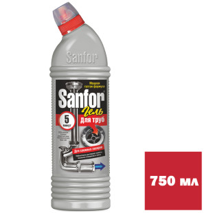 Средство для прочистки канализационных труб Sanfor 5 минут, гель, 750 мл