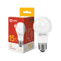Лампа светодиодная In Home A60-VC, LED, 1430Лм, 15W, E27, 3000K, теплый белый, форма груши
