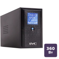 Үздіксіз қуат беру көзі SVC V-600-L-LCD, 600ВА/360Вт, қара