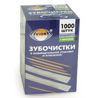 Зубочистки бамбуковые Aviora, с ментолом, в индивидуальной бумажной упаковке, 1000 шт/упак