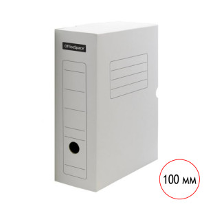Архивный короб OfficeSpace, 100*250*320 мм, вместимость 950 листов, микрогофрокартон, белый