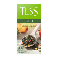 Чай Tess Flirt, зеленый с клубникой и ароматом белого персика, 25 пакетиков