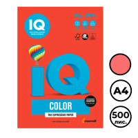 Бумага IQ Color Intensive, А4, 80 г/м2, 500 листов, кораллово-красная