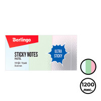 Блок самоклеящийся 50*40 мм, Berlingo "Ultra Sticky", 3 пастельных цвета, 1200 листов