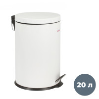 Ведро-контейнер для мусора Laima, 20 л, с педалью, круглое, металл, белый