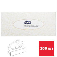 Салфетки Tork, 2-х слойные, 100 шт., размер листа 20,8*19 см, в картонном боксе, белые