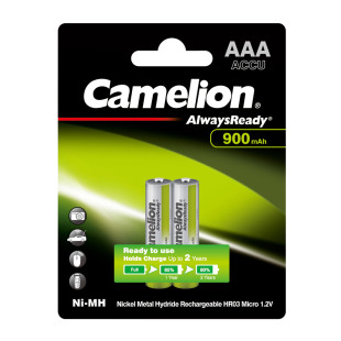 Аккумулятор Camelion AlwaysReady, мизинчиковые АAA, Ni-MH, 900 mAh 1.2V, 2 шт, цена за упаковку