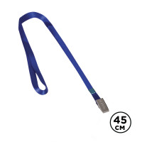 Шнурок для бейджа Brauberg, длина 45 см, металлический клип, синий