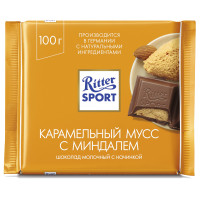 Шоколад молочный Ritter SPORT "Карамельный мусс с миндалем" 100 гр