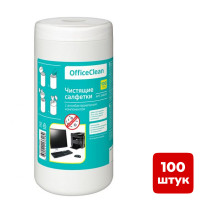 Туба с влажными чистящими салфетками OfficeClean, универсальные, 100 шт/туба