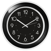 Часы круглые Troyka, d=30 см, черные, пластиковые/стекло