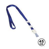 Шнурок для бейджа Brauberg, длина 45 см, съемный пластиковый клип-замок с петелькой, синий