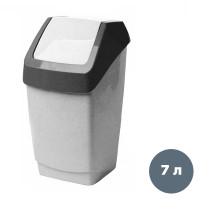 Ведро для мусора с крышкой-вертушкой М-пластика Хапс, 7 л, пластик, мрамор