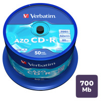 Диск CD-R Verbatim, 700 Mb, 52х, незаписанный , 50 шт/упак