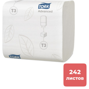 Туалетная бумага листовая Tork Advanced, 242 л., 2-х слойная, размер листа 11*19 см, белая