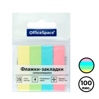Закладки самоклеящиеся OfficeSpace, бумажные, 50*12 мм, 4 цвета, 100 листов