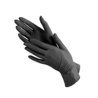 Перчатки нитриловые, неопудренные, размер M, черные, 100 шт/упак