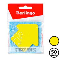 Блок самоклеящийся фигурный Berlingo "Стрелка", 50 листов, 70*70 мм, НЕОН, желтый