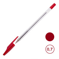 Ручка шариковая OfficeSpace, 0,7 мм, красная, прозрачный корпус, цена за штуку