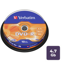 Диск DVD-R Verbatim, 4.7 GB, 16х, 10 шт/упак