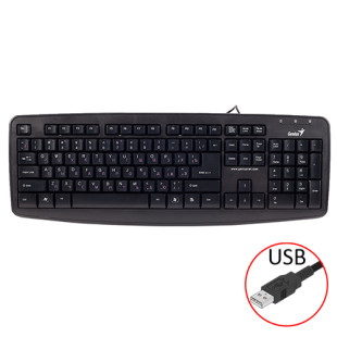 Keyboard KB-110X, USB, eng/rus/kaz , CB, Black, Genius.