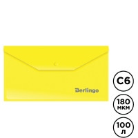 Батырмасы бар конверт-папка Berlingo, С6, 180 мкм, сары