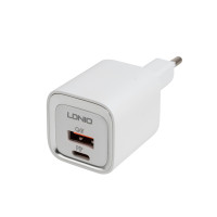 Әмбебап зарядтау құрылғысы Ldnio A2318M, MFI, USB-А/USB-C, кабель USB-C - Lightning, ақ