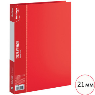 Папка файловая на 40 файлов Berlingo, А4 формат, корешок 21 мм, красная