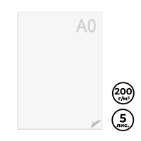 Ватман ЛенГознак, А0 формат, 1200*840 мм, цвет белый, плотность 200 г/м2, 5 листов
