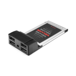 Адаптер Deluxe DLA-UH4 PCMCI Cardbus на USB HUB, 4 Порта, 500 мА, черный