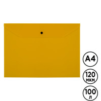 Батырмасы бар конверт-папка Стамм, A4, 120 мкм, мөлдір, сары