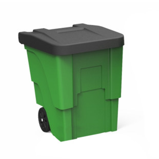 Бак пластиковый профессиональный Basic 240 л, 710*580*1010 мм, с крышкой, на колесах, черный/зеленый