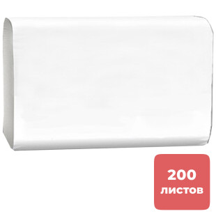 Полотенца бумажные Chistodeloff, 200 шт, 2-слойные, 21*23 см, Z-сложение, белые