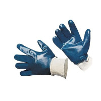 Перчатки рабочие, нитриловые, манжет-резинка, синие