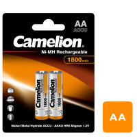 Аккумулятор Camelion Rechergeable, пальчиковые AA, 1800 mAh 1.2V, 2 шт./уп., цена за упаковку