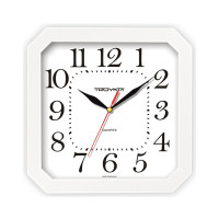 Часы квадратные Troyka, 29 см, белые, пластиковые, минеральное стекло