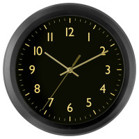 Часы круглые Troyka, d=25 см, черно-золотые, пластиковые