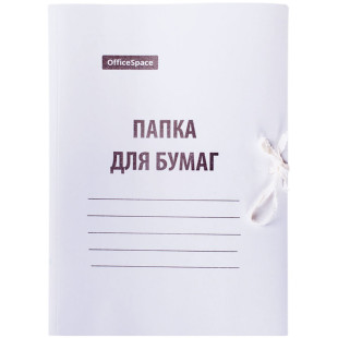 Папка с завязками OfficeSpace, А4 формат, мелованная, 440 г/м2, белая