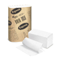 Полотенца бумажные Карина, 150 шт, 2-слойные, 23*19,4 см, Z-сложение, белые