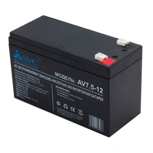 Аккумуляторная батарея SVC AV7.5-12, 12В, 7,5 Ач, размер 95*151*65 мм, черная