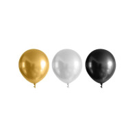 Шары воздушные Феникс-презент, золотой, шампань, черный, диаметр 30 см, 25 шт в упаковке