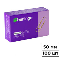 Кеңсе қыстырғыштары Berlingo, 50 мм, 100 дана, алтын түсті