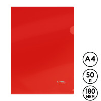 Папка-уголок Стамм, А4 формат, 180 мкм, красная