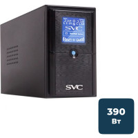 Үздіксіз қуат беру көзі SVC V-650-L-LCD, 650ВА/390Вт, қара