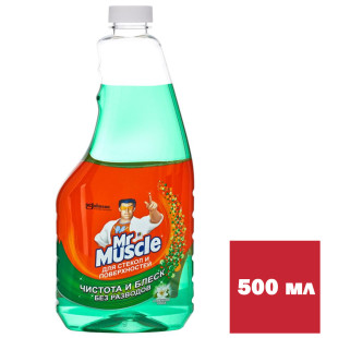 Средство для мытья стекол Mr.Muscle, сменный флакон, 500 мл, зеленый