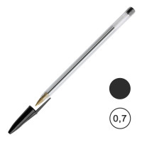 Ручка шариковая OfficeSpace, 0,7 мм, черная, прозрачный корпус, цена за штуку
